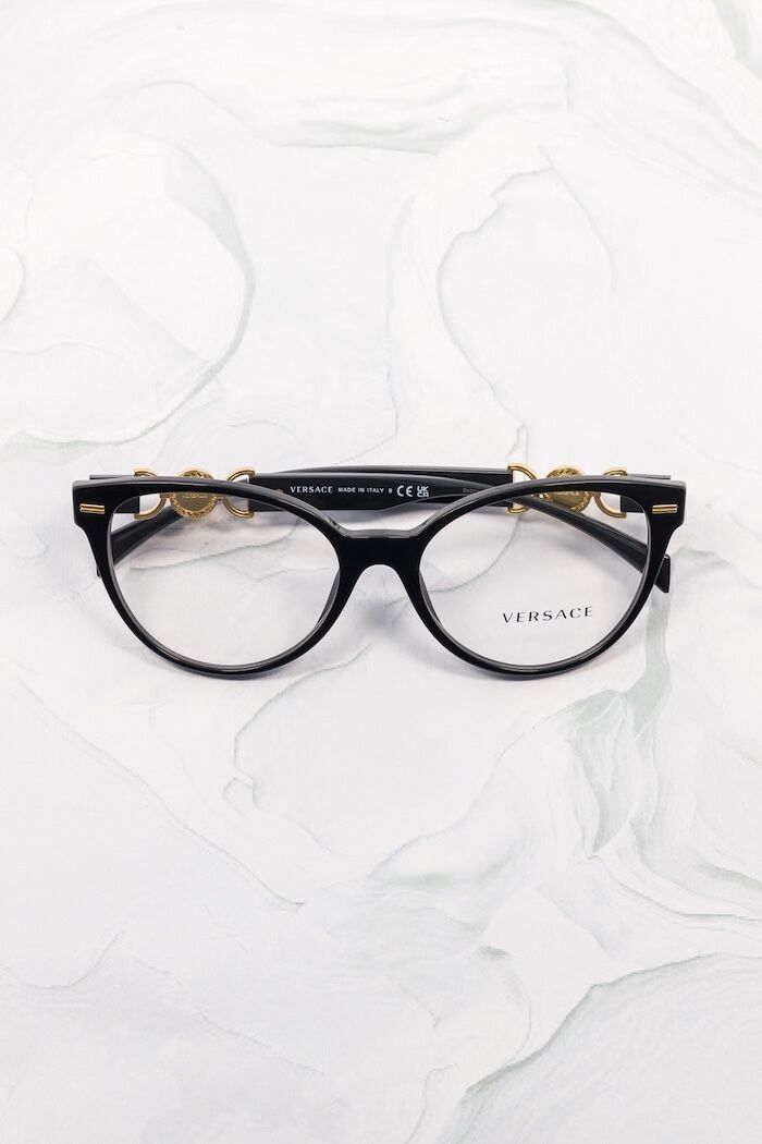 Lunettes de vue papillon femme Versace VE3334 cat eye acétate noir - Optic Duroc