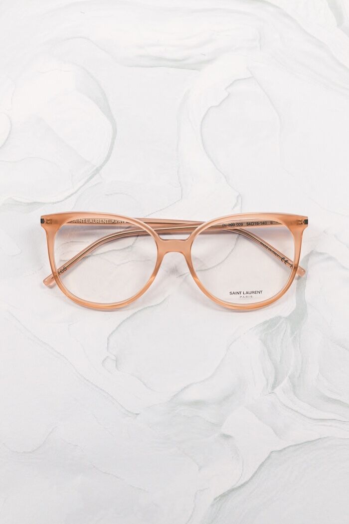 Lunettes de vue rondes femme Saint Laurent SL 39 ronde oversize acétate cristal nude - Optic Duroc