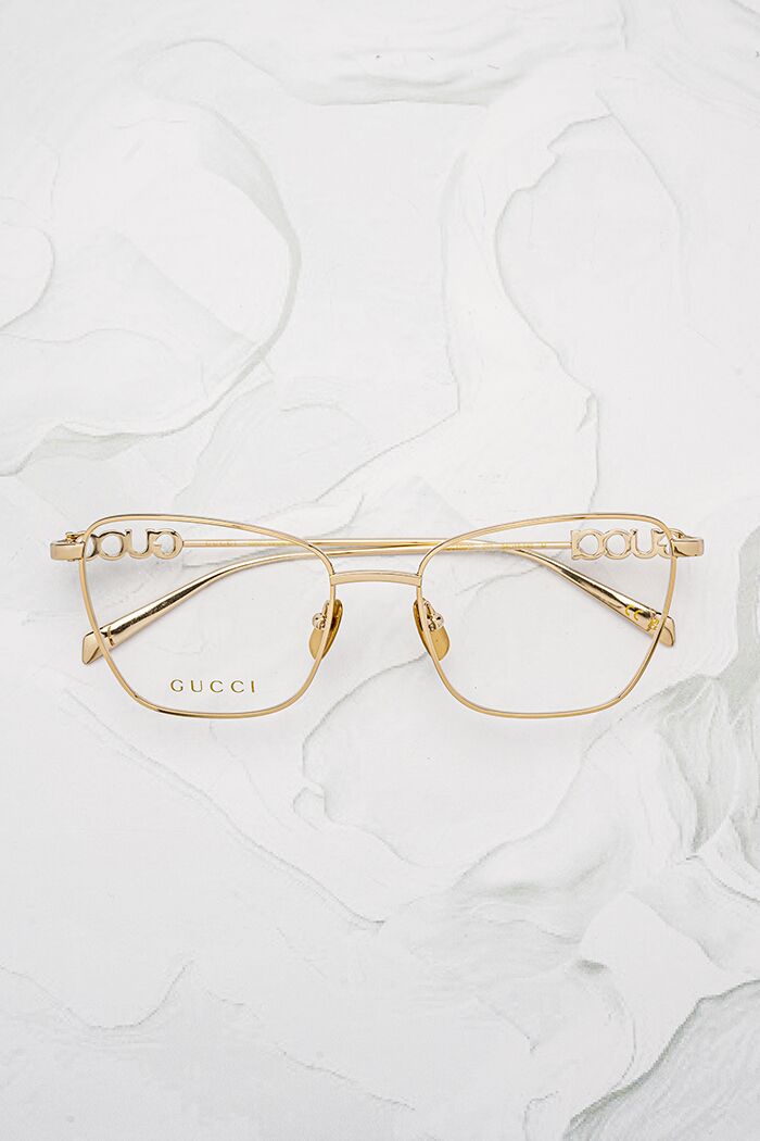 Lunettes de vue papillon femme Gucci GG1807O cat eye métal doré fin - Optic Duroc