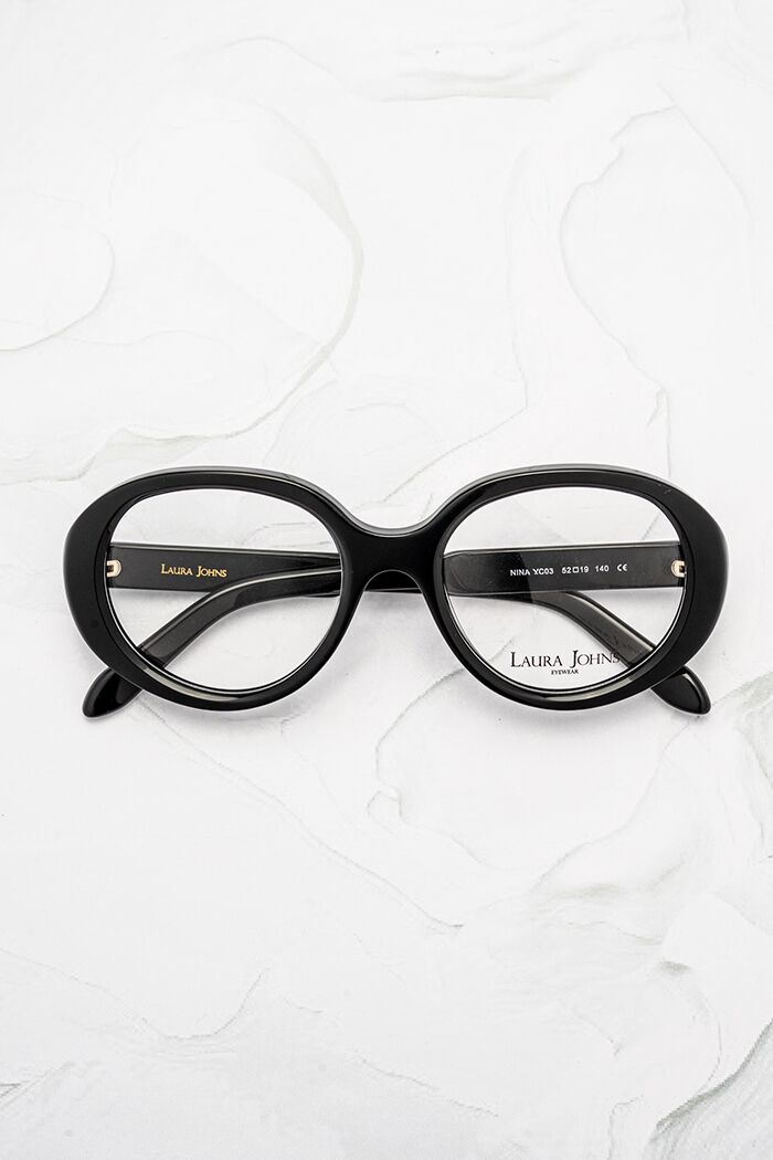 Lunettes de vue rondes femme Laura Johns Nina ronde ovalisée acétate noir - Optic Duroc