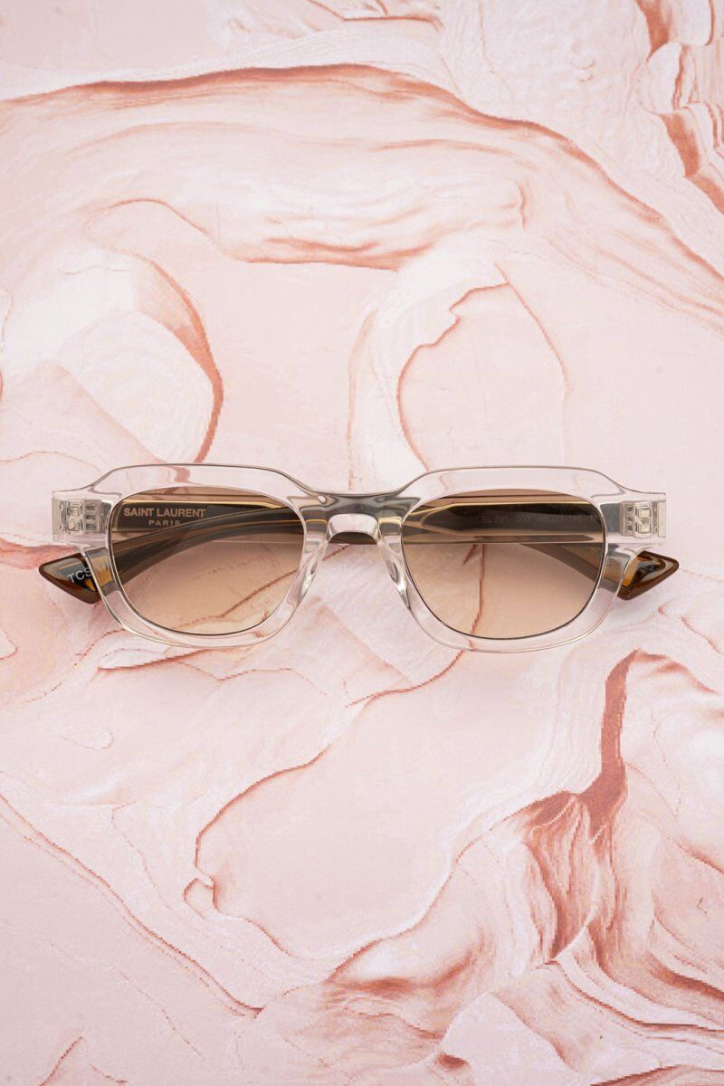 Lunettes de soleil Saint Laurent SL 791 carré oversize monture transparente verres dégradés brun - Optic Duroc
