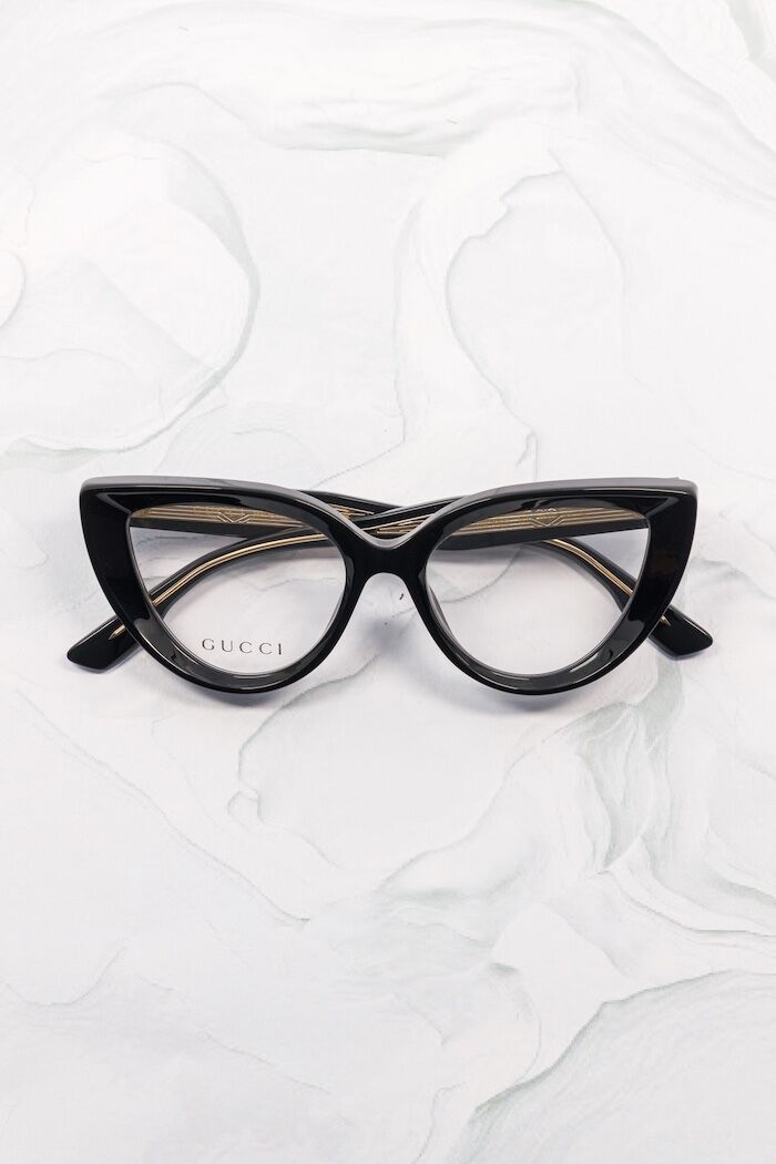 Lunettes de vue papillon femme Gucci GG1530O cat eye oversize acétate noir - Optic Duroc