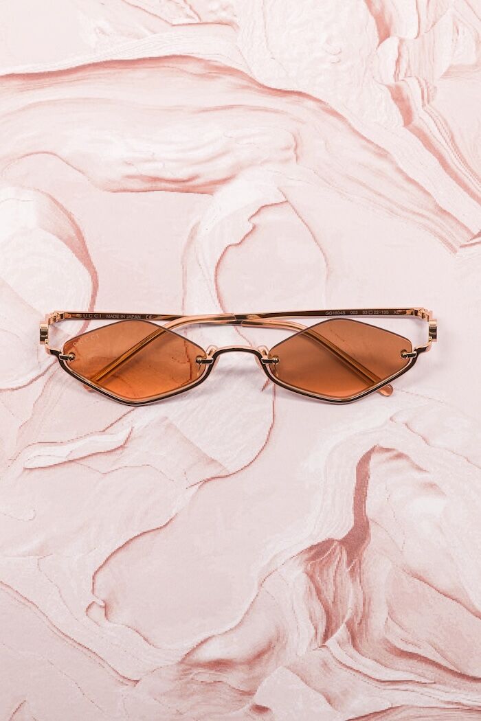 Lunettes de soleil Gucci GG1604S / 003 demi-cerclée métal forme losange logo GG vertical Guccissima - Optic Duroc