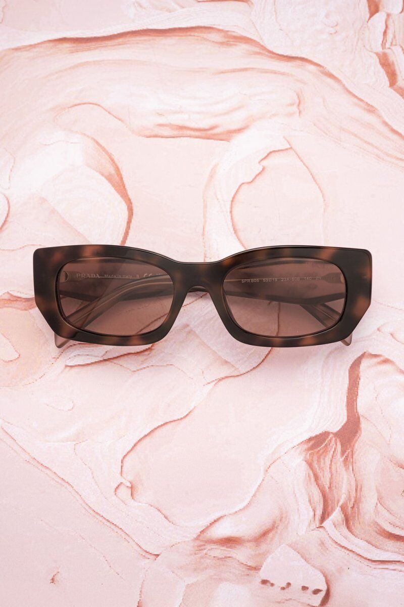 Lunettes de soleil Prada PR B05SF - 23A-60B rectangulaire acétate écaille verres teintés rose - Optic Duroc