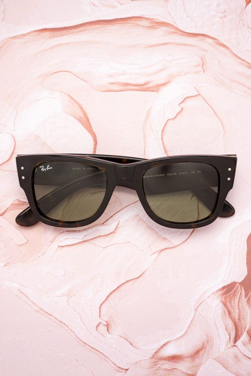 Lunettes de soleil Ray-Ban RB0840S Mega Wayfarer acétate écaille verres verts - Optic Duroc