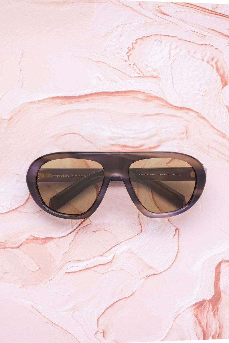 Lunettes de soleil Prada PR C05SF oversize acétate écaille violet verres olive - Optic Duroc