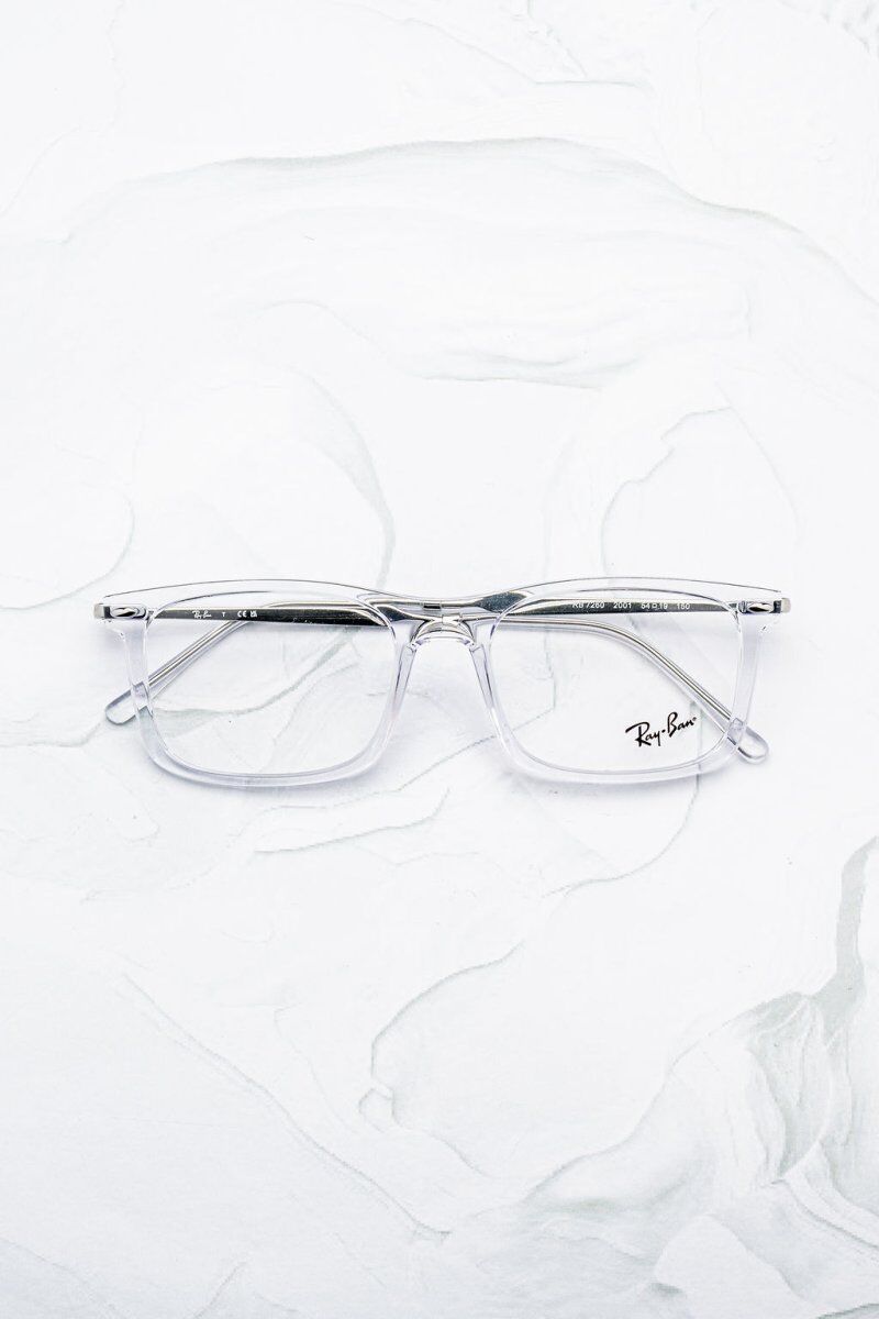 Lunettes de vue papillon femme Ray-Ban RX7260 cat eye acétate transparent cristal - Optic Duroc