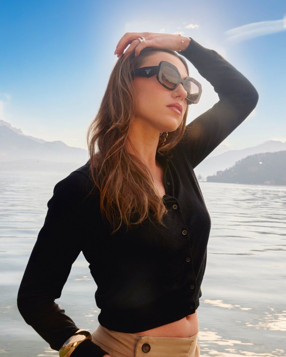 Lunettes de soleil Prada PR B23 oversize carrée acétate écaille verres teintés - Optic Duroc
