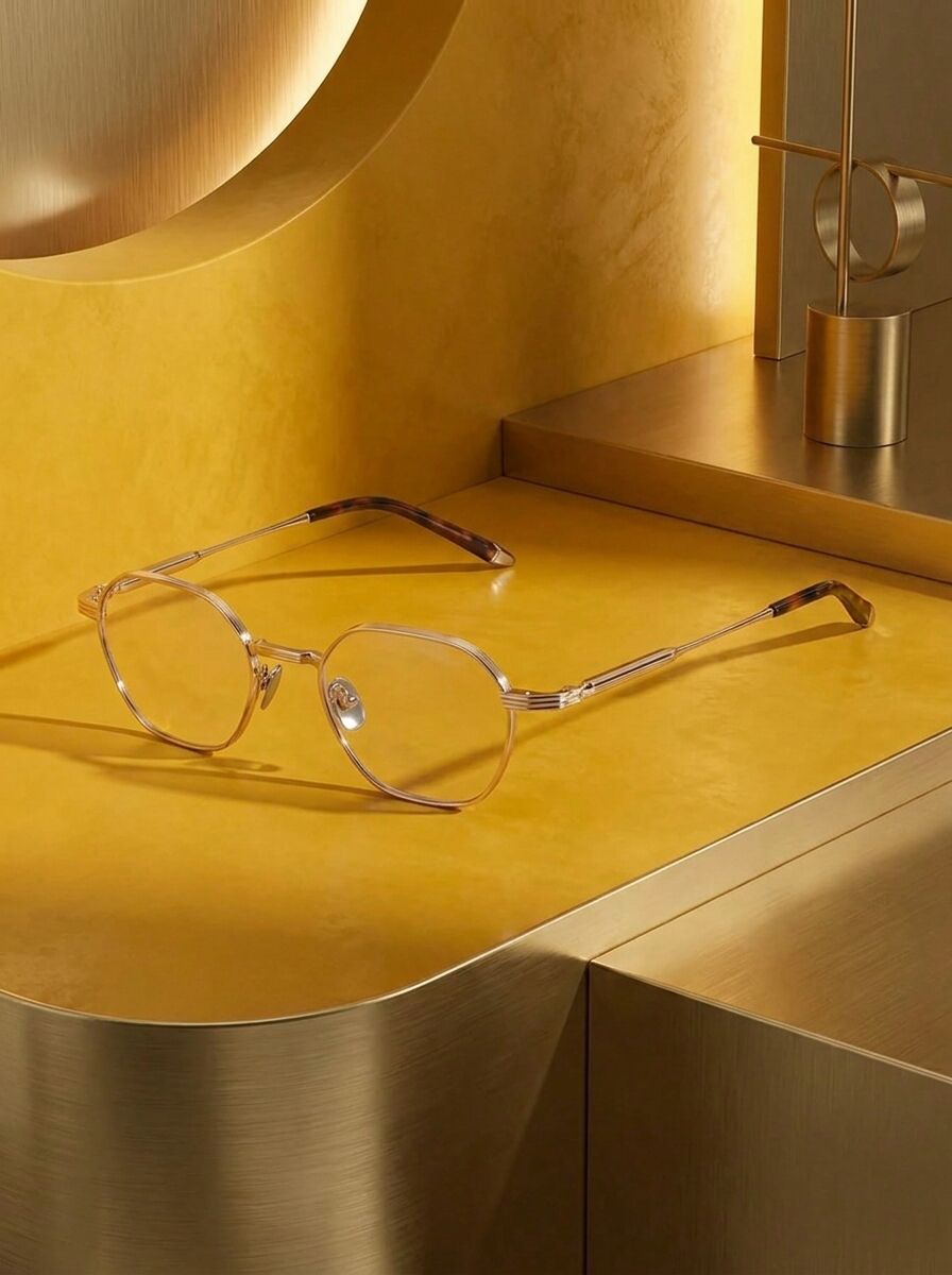 Lunettes de vue visage rond Kiyoshi Takumi Masao carrée métal argenté doré - Optic Duroc