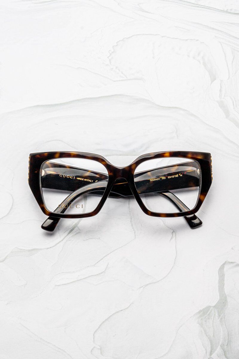 Lunettes de vue visage rond Gucci GG2042O papillon oversize écaille - Optic Duroc