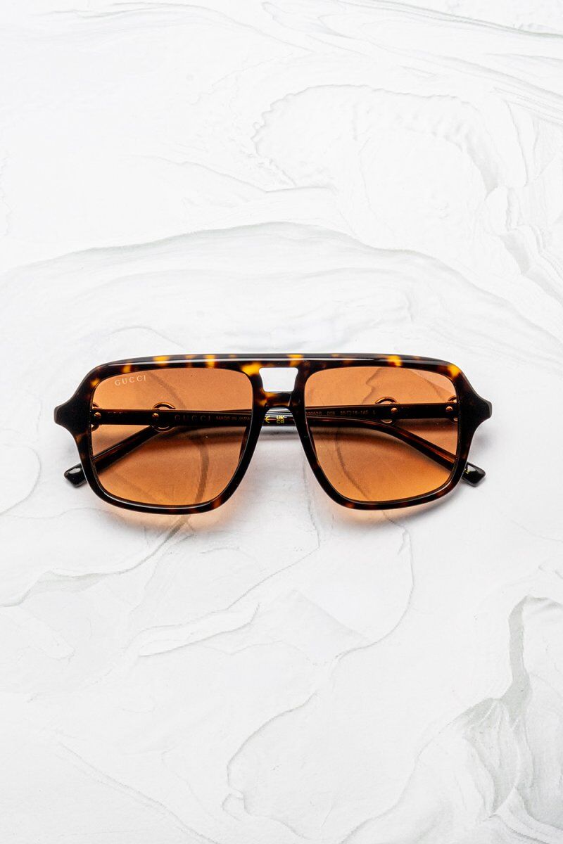 Lunettes de soleil Gucci GG2052S 009 aviateur carré oversize acétate écaille havane verres dégradé brun - Optic Duroc