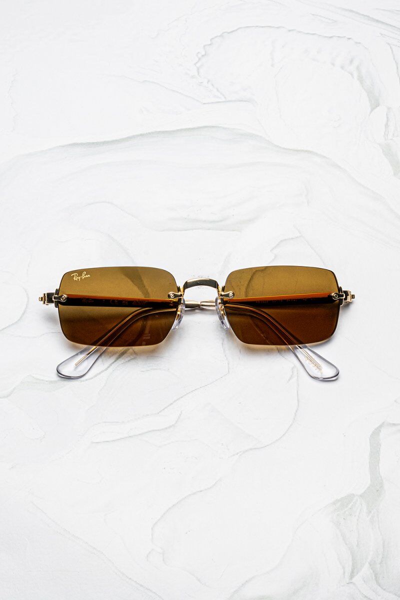 Lunettes de soleil Ray-Ban RB3928 sans cercles métal doré verres bruns - Optic Duroc