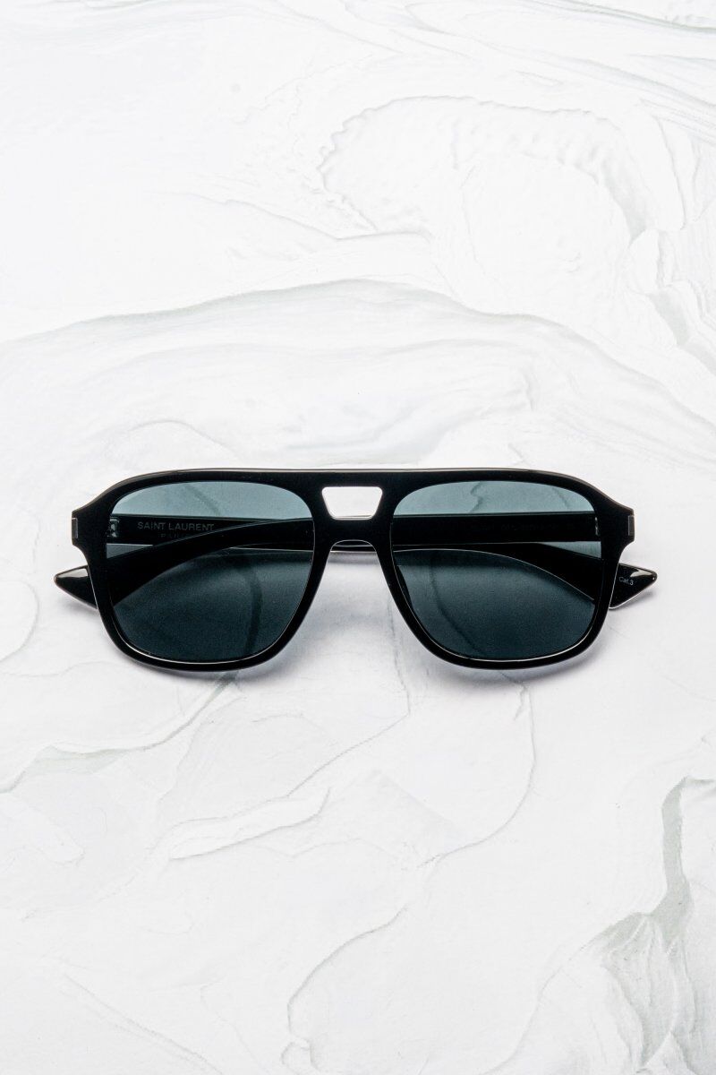 Lunettes de soleil Saint Laurent SL 881 rectangulaire oversize acétate noir pont ajouré - Optic Duroc