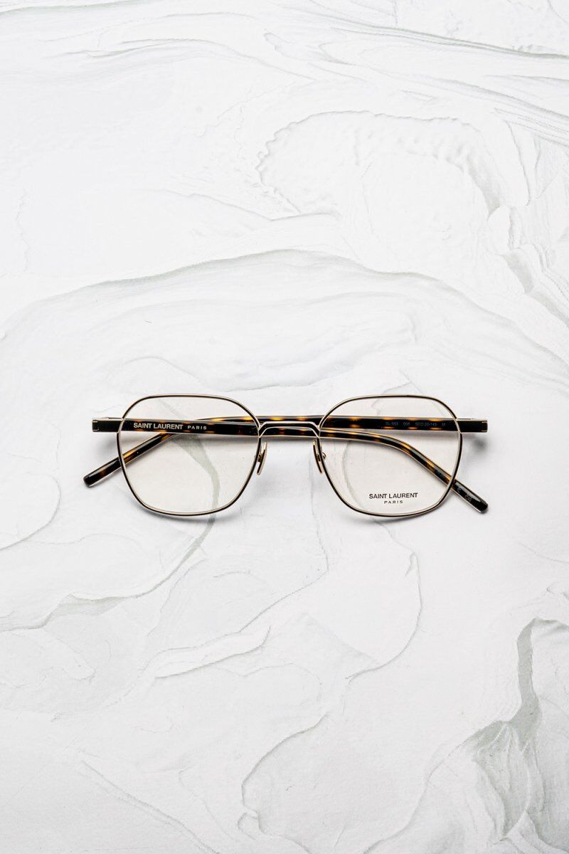 Lunettes de vue visage rond Saint Laurent SL 883 octogonale métal doré écaille - Optic Duroc