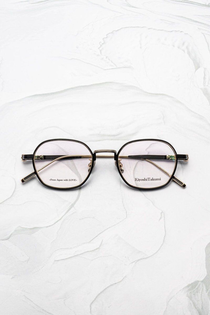 Lunettes de vue visage rond Kiyoshi Takumi Kirame octogonale métal doré - Optic Duroc